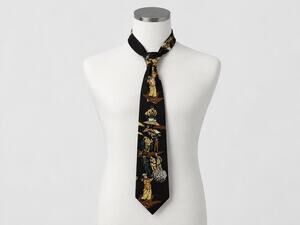 Vintage Savvy Golf Necktie 100% Silk Novelty Golfer Print Made in USA